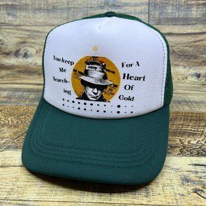 Neil Young Unisex Trucker Hat Green Snapback Heart Of Gold Adjustable Ball Cap
